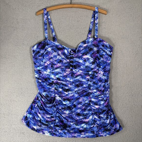 Torrid Women’s Bathing Suit Top Size L Cosmic Space Tankini Tummy Control Adjust - Picture 1 of 12